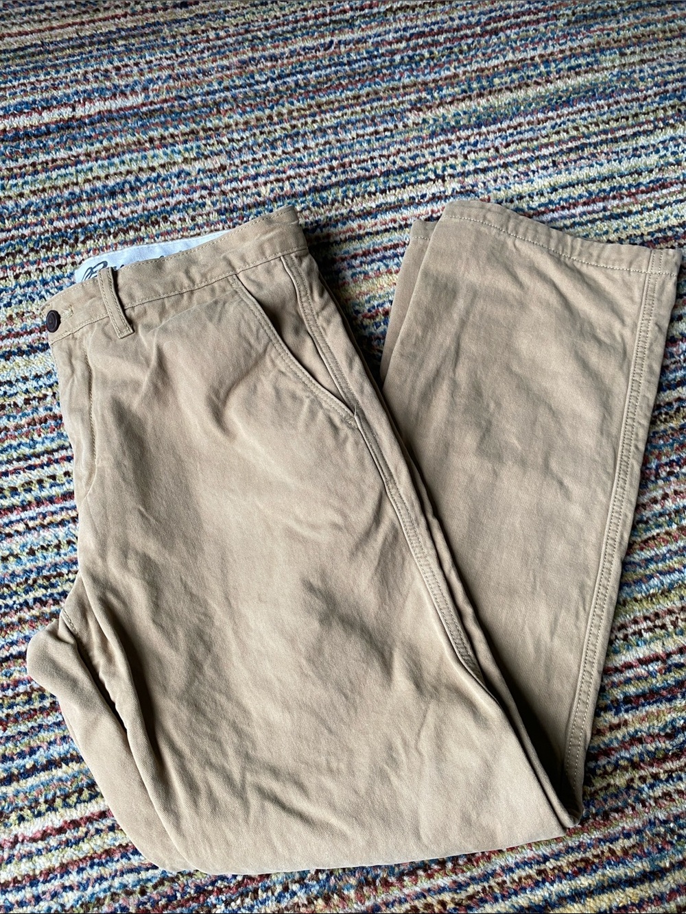 Eddie Bauer Khaki/Tan Flannel-Lined Chino Pants 33x32